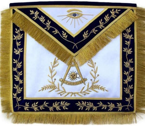 Masonic Past Master Apron Blue Hand Embroidered Golden Bullion | Regalia Lodge