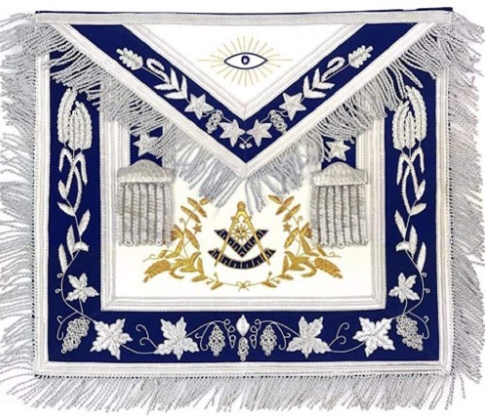 Masonic Grand Lodge Past Master Apron Gold & Silver Hand Embroidery Apron | Regalia Lodge