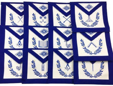 Charger l&#39;image dans la galerie, Masonic Blue Lodge Officers Aprons with wreath - Set of 12 Aprons | Regalia Lodge