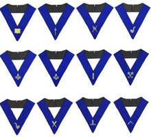 Load image into Gallery viewer, Blue Lodge Officers Collar Set of 12 Machine Embroidery Collars | Regalia Lodge