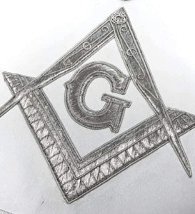 MASTER MASON Grand White Hand Embroided Apron with Square Compass G | Regalia Lodge