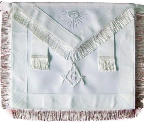 Masonic Master Mason Apron All White With Fringe | Regalia Lodge