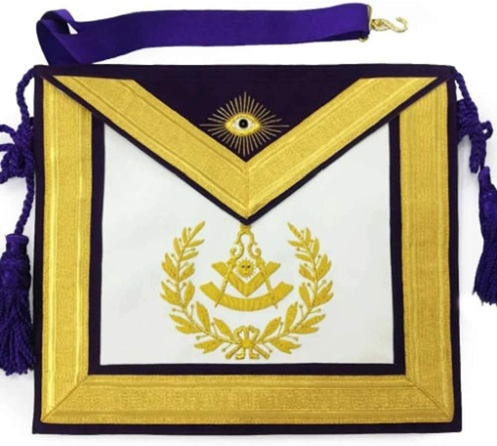 Masonic Free Mason Regalia Past Master Apron Silver on selling Purple Hand Embroidered