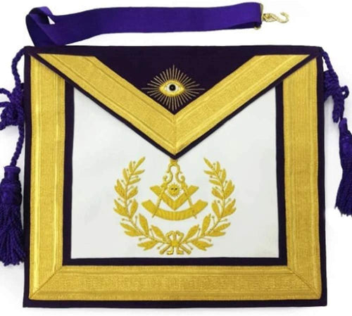 Masonic Past Master Gold & Purple Hand Embroidered Apron | Regalia Lodge
