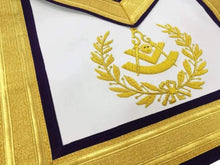 Load image into Gallery viewer, Masonic Past Master Gold &amp; Purple Hand Embroidered Apron | Regalia Lodge