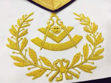 Load image into Gallery viewer, Masonic Past Master Gold &amp; Purple Hand Embroidered Apron | Regalia Lodge
