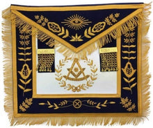 Charger l&#39;image dans la galerie, Masonic Blue Lodge Past Master Gold Handmade Embroidery Apron Navy | Regalia Lodge