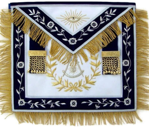 Masonic Blue Lodge Past Master Apron With Wreath Bullion Hand Embroidered… | Regalia Lodge