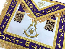 Load image into Gallery viewer, Masonic Blue Lodge Past Master Gold Machine Embroidery Freemason Purple Apron | Regalia Lodge