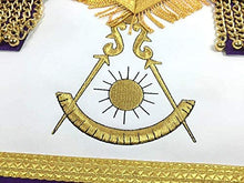 Load image into Gallery viewer, Masonic Blue Lodge Past Master Gold Machine Embroidery Freemason Purple Apron | Regalia Lodge