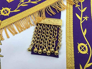 Masonic Blue Lodge Past Master Gold Machine Embroidery Freemason Purple Apron | Regalia Lodge