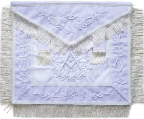 Masonic Past Master Apron All White With Fringe | Regalia Lodge