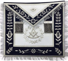 Charger l&#39;image dans la galerie, Masonic Blue Lodge Past Master Silver Handmade embroidery Apron Navy | Regalia Lodge