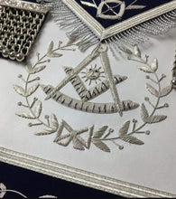 Load image into Gallery viewer, Masonic Blue Lodge Past Master Silver Handmade embroidery Apron Navy | Regalia Lodge