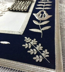 Masonic Blue Lodge Past Master Silver Handmade embroidery Apron Navy | Regalia Lodge