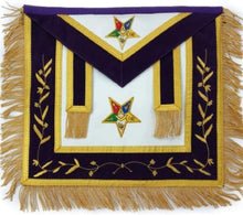 Load image into Gallery viewer, Hand Embroidered Masonic OES Patron Apron Golden Mylar Tassels | Regalia Lodge