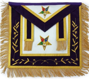 Hand Embroidered Masonic OES Patron Apron Golden Mylar Tassels | Regalia Lodge