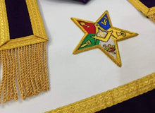 Afbeelding in Gallery-weergave laden, Hand Embroidered Masonic OES Patron Apron Golden Mylar Tassels | Regalia Lodge