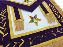 Charger l&#39;image dans la galerie, Hand Embroidered Masonic OES Patron Apron Golden Mylar Tassels | Regalia Lodge