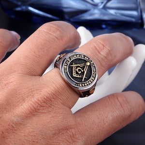 Religious Masonic Stainless Steel Ring Symbol G  Ring Fashion Compass Masonic Ring Freemason Symbol Ring