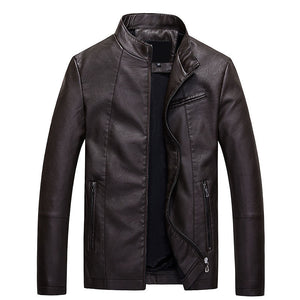 Men's leather PU leather jacket-Men's Washed PU Leather Casual Men's Leather Jacket-Leather jacket for mens