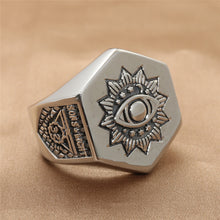Load image into Gallery viewer, European And American Titanium Steel Masonic Eye Ring Vintage