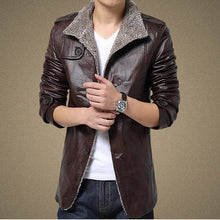 Cargar imagen en el visor de la galería, Men&#39;s casual leather jacket-Men&#39;s PU Leather Jacket-biker Lightweight Leather jacket