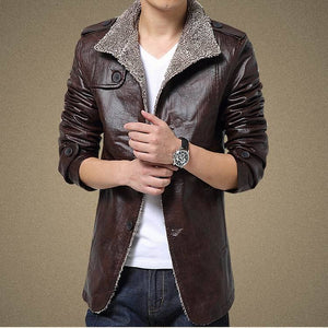 Men's casual leather jacket-Men's PU Leather Jacket-biker Lightweight Leather jacket