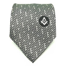 Carica l&#39;immagine nel visualizzatore di Gallery, Masonic Regalia Black White Freemasons Tie | Regalia Lodge
