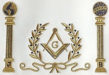Load image into Gallery viewer, Navy Blue Apron Master Mason Square G &amp; Pillars Freemasons Gold Fringe | Regalia Lodge