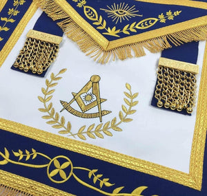 Masonic Blue Lodge Past Master Gold Machine Embroidery Freemasons Apron | Regalia Lodge