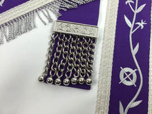 Load image into Gallery viewer, Masonic Blue Lodge Past Master Silver Machine Embroidery Freemason Purple Apron | Regalia Lodge