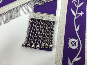 Masonic Blue Lodge Past Master Silver Machine Embroidery Freemason Purple Apron | Regalia Lodge
