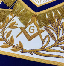 Carica l&#39;immagine nel visualizzatore di Gallery, MASTER MASON Gold Embroidered Apron square compass with G Blue | Regalia Lodge