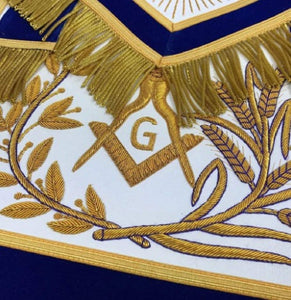 MASTER MASON Gold Embroidered Apron square compass with G Blue | Regalia Lodge