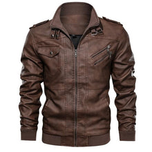 Cargar imagen en el visor de la galería, PU leather plain leather jacket hoodless