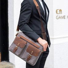 画像をギャラリービューアに読み込む, Cowhide with cloth briefcase Men&#39;s Leather business briefcase Briefcase Official Briefcase Multifunctional Briefcase
