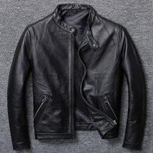 Carica l&#39;immagine nel visualizzatore di Gallery, First Layer Cowhide Leather  Jacket, Pure Leather Jacket for Mens