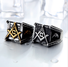 Afbeelding in Gallery-weergave laden, Masonic rings for men gold sun moon making Punk handmade high pf