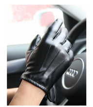 Cargar imagen en el visor de la galería, WARMEN men&#39;s PU leather gloves - WARMEN Winter Leather Gloves for Men-WARMEN Mens Texting Winter Gloves -Warmen Faux Leather Winter Gloves