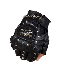Carica l&#39;immagine nel visualizzatore di Gallery, Pu leather gloves punk hip-hop rivet half finger leather gloves-Leather Gloves for Mens -  luxury leather gloves-Leather Gloves for Mens Black Leather Touch Screen Gloves  dents gloves  formal leather gloves  luxury leather gloves