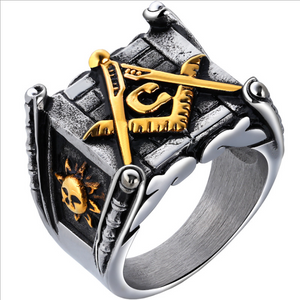 Masonic rings for men gold sun moon making Punk handmade high pf