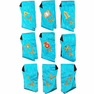 Masonic Officers Collars Set Of 9 Collars AASR Machine Embroidered | Regalia Lodge