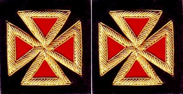Knights Templar Sleeve Crosses - Bullion Embroidery | Regalia Lodge