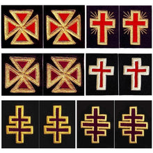 Charger l&#39;image dans la galerie, Knights Templar Sleeve Crosses - Bullion Embroidery | Regalia Lodge