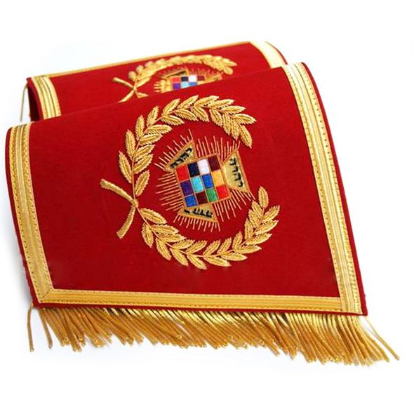 Masonic Gauntlets Cuffs - Past High Priest PHP Embroidered With Fringe | Regalia Lodge