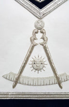 Load image into Gallery viewer, Masonic Regalia Past Master Mason Apron Silver Bullion Hand Embroidery | Regalia Lodge