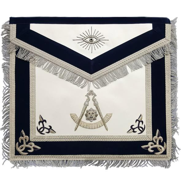 Past Master Masons Masonic Apron Silver Bullion Hand Embroidery with Fringe- Masonic Regalia master mason Hand Embroidery Apron | Regalia Lodge