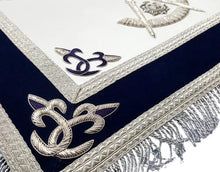 Charger l&#39;image dans la galerie, Past Master Masons Masonic Apron Silver Bullion Hand Embroidery with Fringe- Masonic Regalia master mason Hand Embroidery Apron | Regalia Lodge
