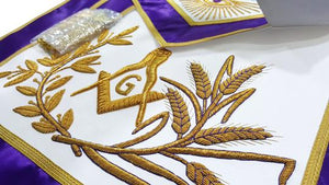 Master Mason Bullion Embroidered Masonic Regalia Apron - Purple | Regalia Lodge